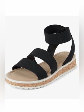 The Children's Place Black Strap Sandals Size 4 Girls Cork Sole NWT